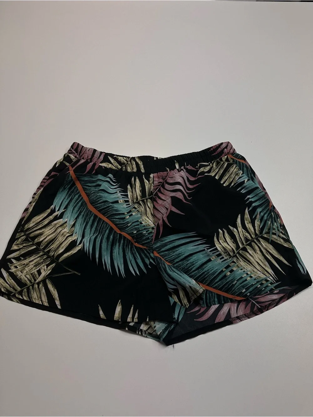 SHEIN Black Tropical Palm Leaf Kimono Swim Coverup with Shorts Resortwear 1XL